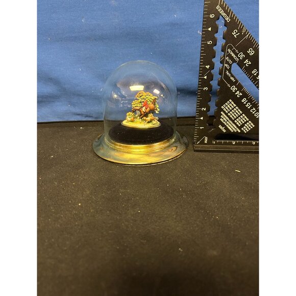 Miniature Tree Sculpture Under Glass Dome 3" Tall With Black Base Handmade Decor - Picture 3 of 3